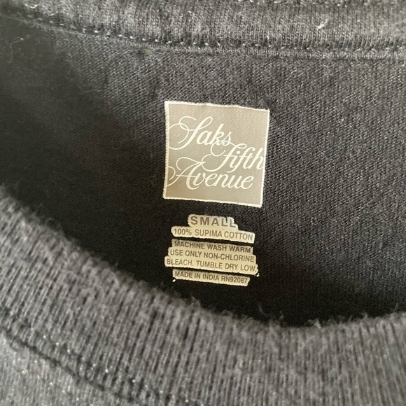 SAKS Fifth Avenue Small black tee shirt 100% supima cotton basic black tee - Picture 2 of 5